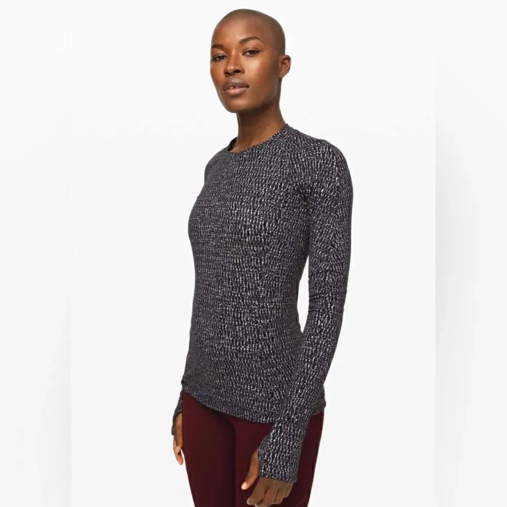 Lululemon Runderful Long Sleeve Knotted Jacquard Black White